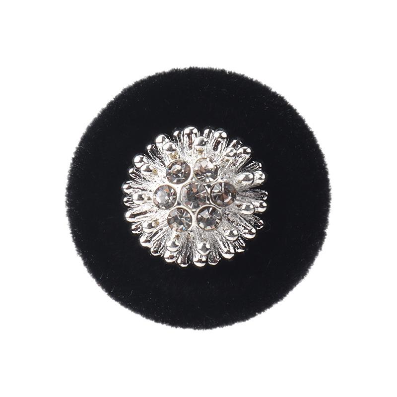2pcs Round Metal Diamond Flocking Combination Button Fur Jacket Fashion Button High-End Suit Sweater Button