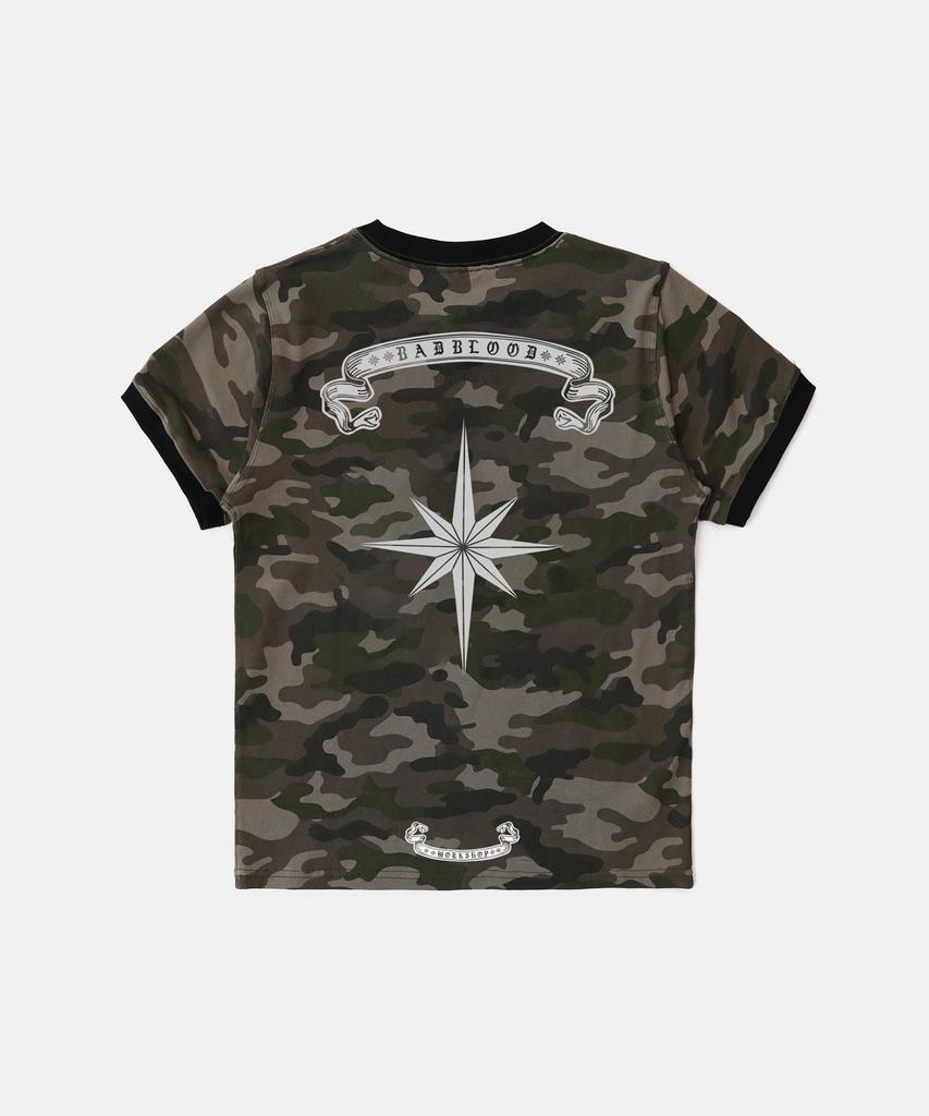 BADBLOOD Cosmo Reflective Ringer T-Shirt - Green Camo
