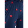 Marineblaues gestricktes Pyjama-Set mit Herzmuster Thmaw21pt0548