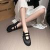 Za Velcro Casual Shoes Women'S Spring Retro Ballet Shoes Mary Jane Red Inner Height-Increasing Flat Shoes