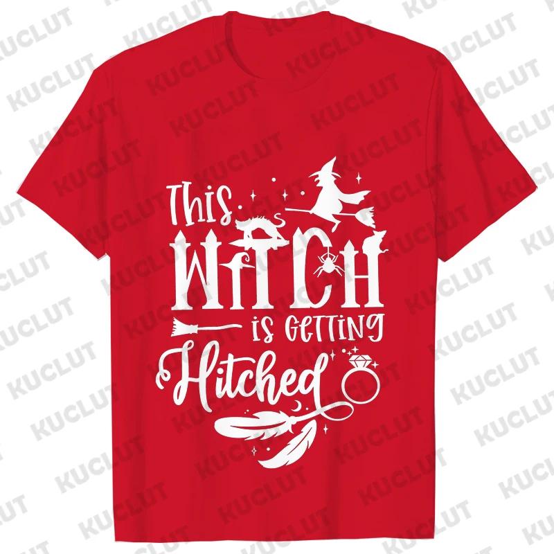 Team Bride Y2k Tops Bridal Shower Wedding Shirt This Witch Is Getting Hitched Lit T-Shirt Halloween Bachelorette Party EVJF Tees