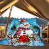 1pc Christmas Snowman Outdoor Flannel Blanket Soft All Season Polyester Throw , Perfect for Picnics & Travel , Picnic Accessory
