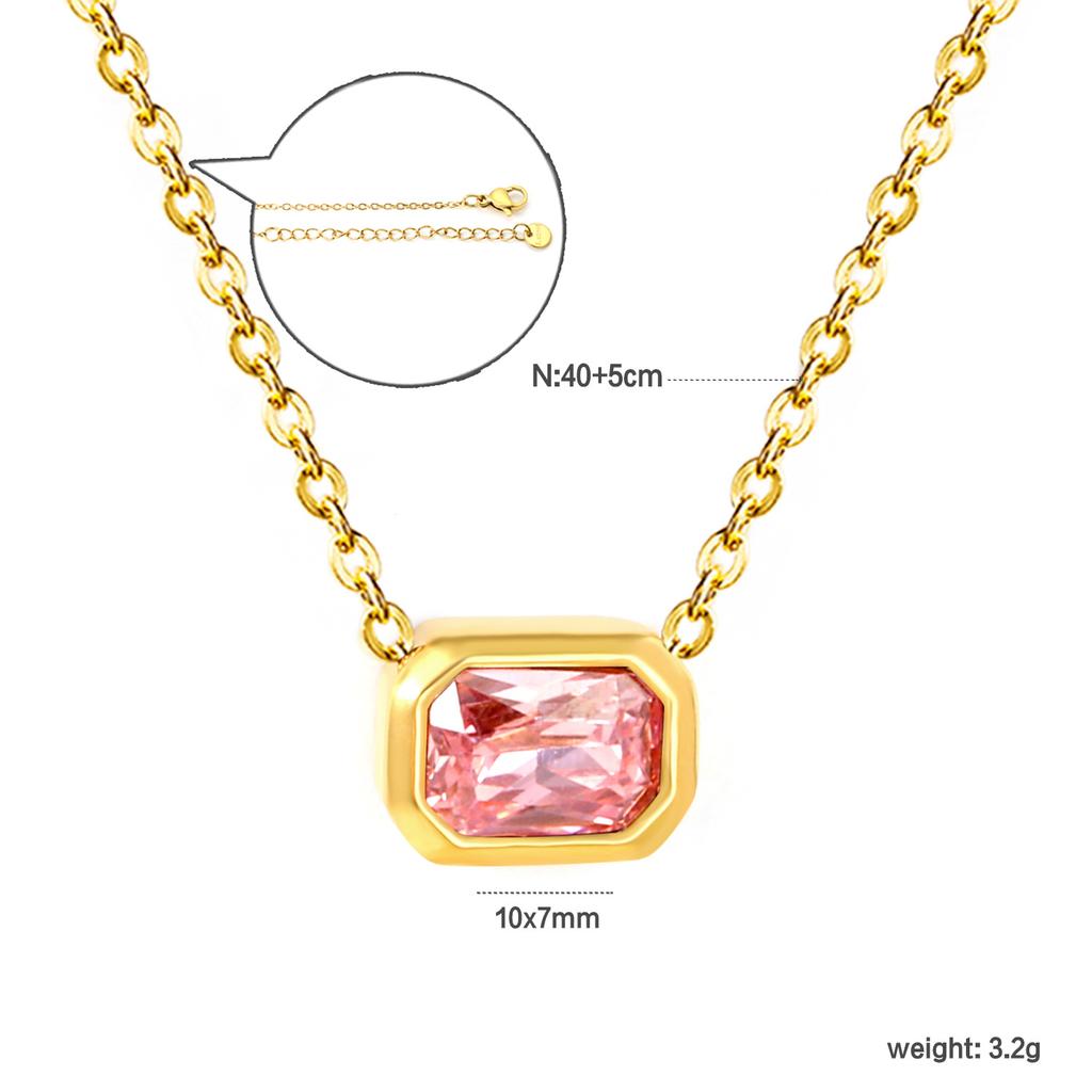Zircon Pendant Necklace Gentle Sweet Clavicle Chain Steel Ball Bracelet 18K Gold Stainless Steel Jewelry
