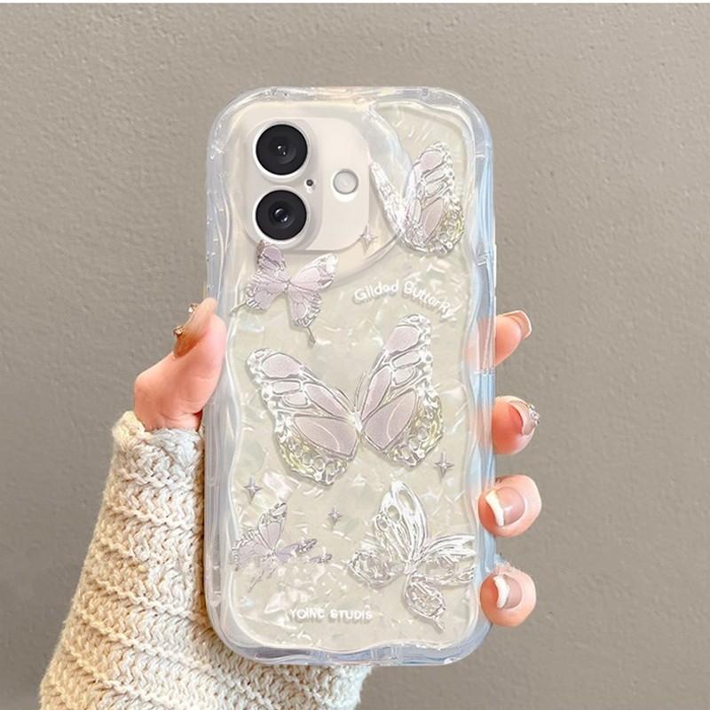 Applicable To Samsung M34 M54 Curved Edge Mobile Phone Case S25 Shell Pattern Butterfly A26 Bracelet A36 Fine Hole Transparent