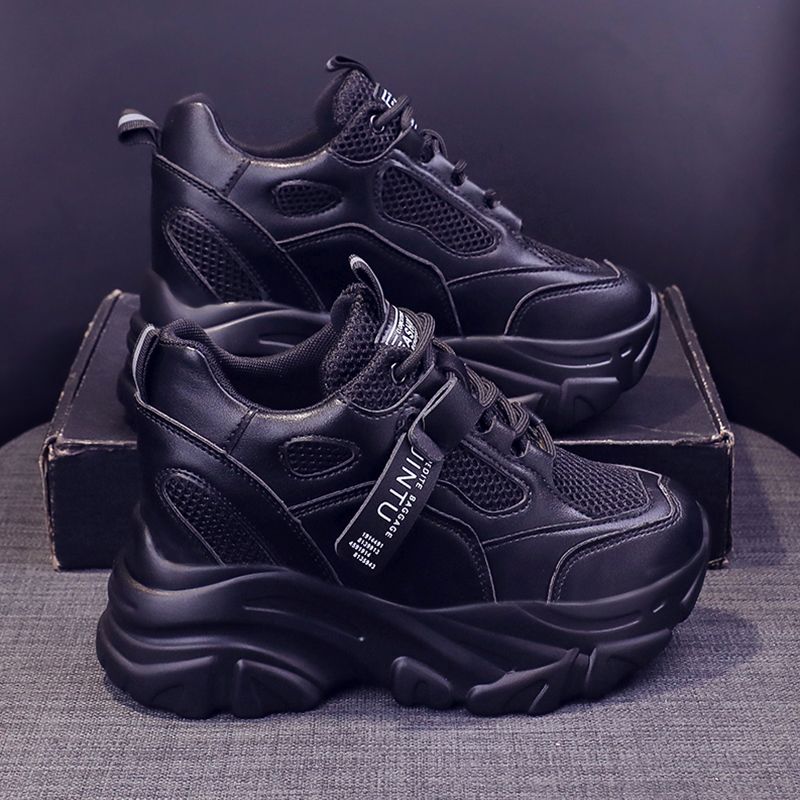 Comemore Våren Joggesko for kvinner Uformelle kvinner Chunky Mesh Tykkbunn Dame Vulkanisere Plattform Sportssko Tennis Dame Rosa