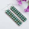Natural Turquoise Bar Earrings, Round Kingman Turquoise Earrings, 925 Sterling Silver Earrings, Gift for Mother, Multi Stone Earrings