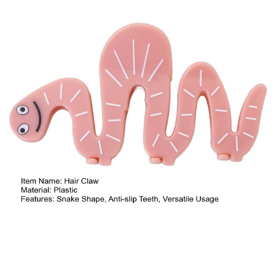 Hair Claw Pink Plastic Smile Face Hairpin Snake Shape Anti-slip Teeth Back Head Shark Hair Clip Hair Accessory