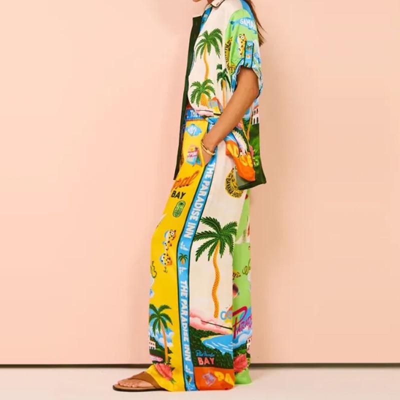 Moda Femenina Primavera 2026: Traje Informal de Pantalón Largo con Bolsillos y Estampado Color Block