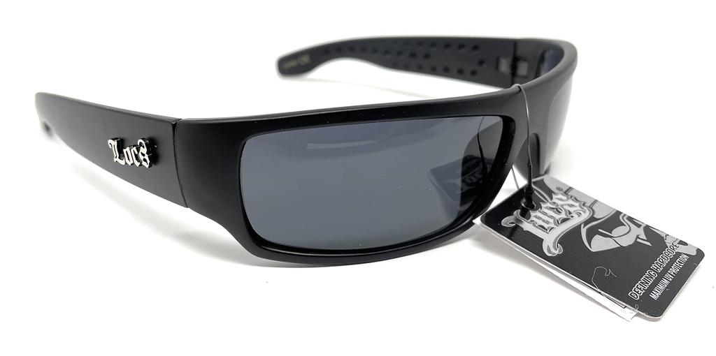 Locs Mad Dog Hardcore Gangster Cholo Narrow Rectangular Black Sunglasses, Color