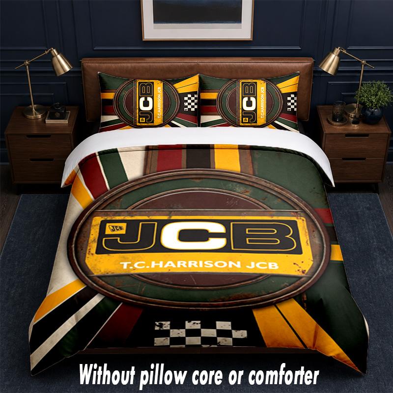 JCB Design Bed Bedding Set 1 Duvet Cover + 2 Pillowcases Soft Breathable Household Bed Linens