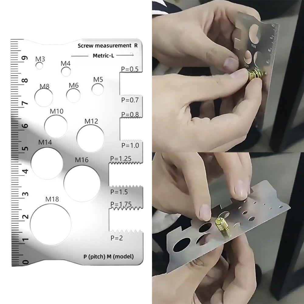 Space Saving Thread Checker 304 Stainless Steel Gauge Ruler Screw Measurement Ruler  Home Use