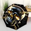 Skull, Golden- Automatic Umbrella, Four Seasons Portable Folding Umbrella, Suitable for Men and Women, Travel, Daily Compact Umbrella, Outdo