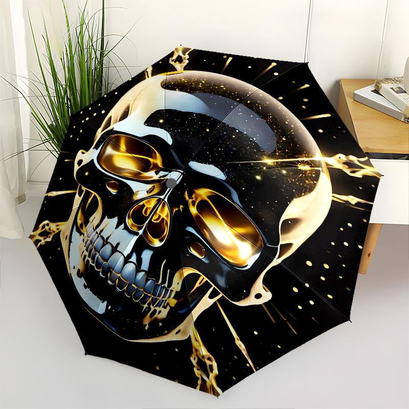 

Skull, Golden- Automatic umbrella,Suitable for Men and Women, Outdoor Accessories, Suitable for Birthdays 1028b