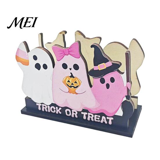 Functional Holiday Kitchen Gadget Halloween Wooden Napkin Holder, Ghost Pumpkin Tabletop Decor for Dining Room, Rustic Farmhouse Countertop Organizer