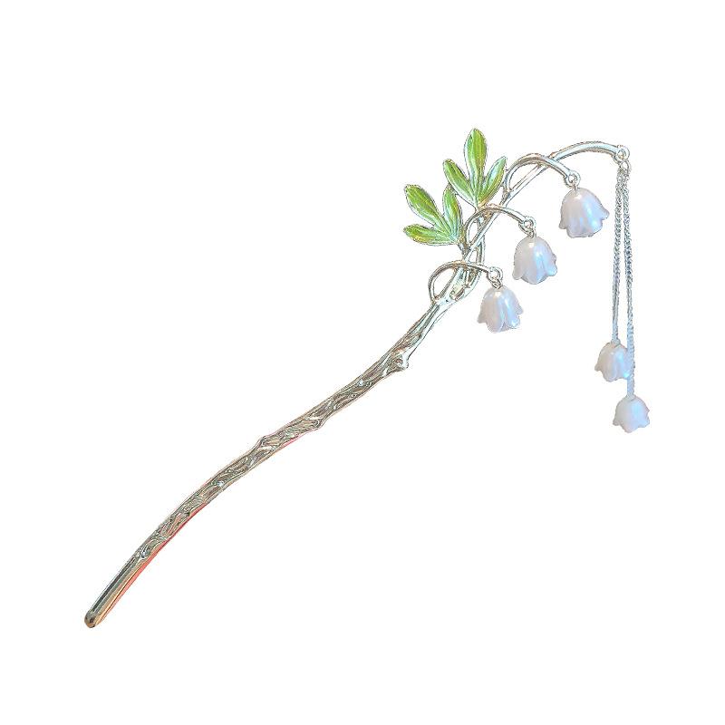 Drip Oil  Metal Hair Sticks Fashion Lily Of The Valley Flower Hair Clips Hairpins Bell Orchid Hair Chopsticks Headwear