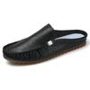 Fashion Handmade Casual Leather Slippers Men Summer Beach Slides Sandals Fashionable Outdoor Male Muller Shoes Non Slip Comfy Half Drag