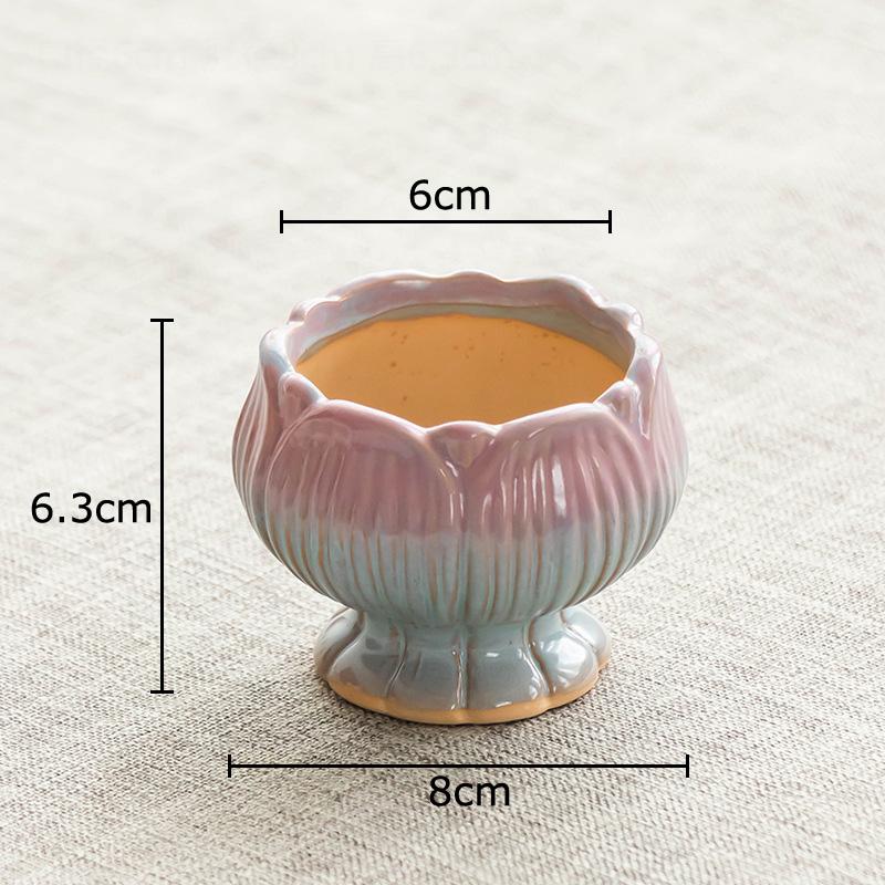 Creative Painted Ceramic Vase Lotus Shape Plant Pots Table Decoration Flowers Arrangement Flower Vase Room Aesthetic Decor