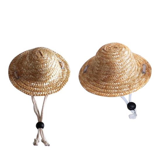 Cappello per Animali Traspirante di Paglia Estivo Animale Domestico Creativo Fatto a Mano Cappellino da Sole per Esterno