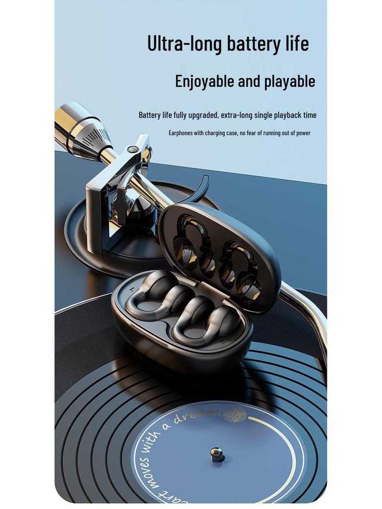 True Wireless Digital Display Stereo Bluetooth Ear-Clip Earphones with Charging Case