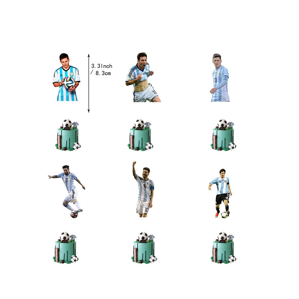 30 stk Messi-bursdagsutstyr inkluderer et banner, kaketopper, ballonger