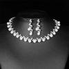 Korean Edition Fashion Elegant Lightning Copper Sparkling Diamond Round Pearl Luxury Bridal Jewelry Necklace Earrings Set Women's