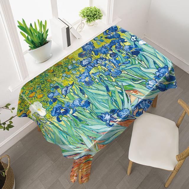 

Ван Гог Звездное Небо Скатерть Свет Роскошная Картина Маслом Художественная Студия Подсолнух Знаменитая Картина Водонепроницаемый Стол Коврик Скатерть 140x240cm55x94inch