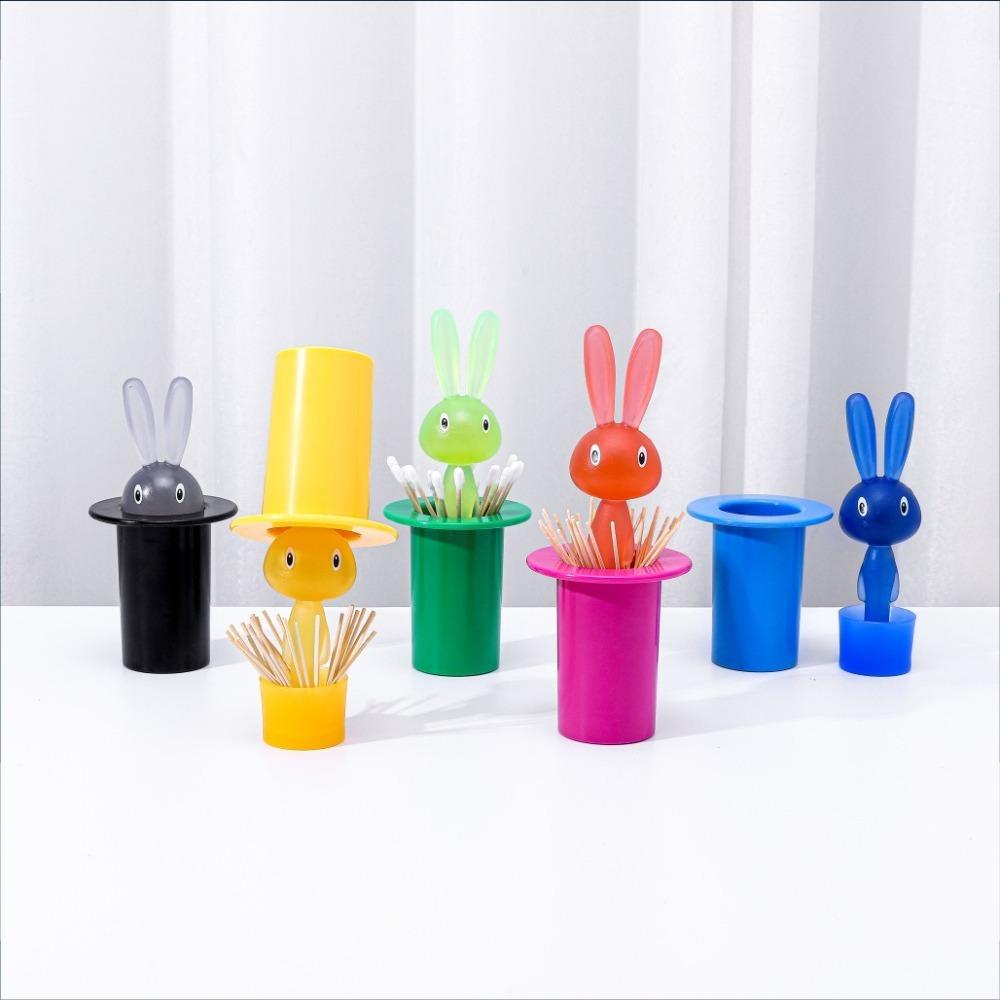 Dustproof Rabbit Toothpick Holder Press Type Toothpick Organizer  Desktop Decor