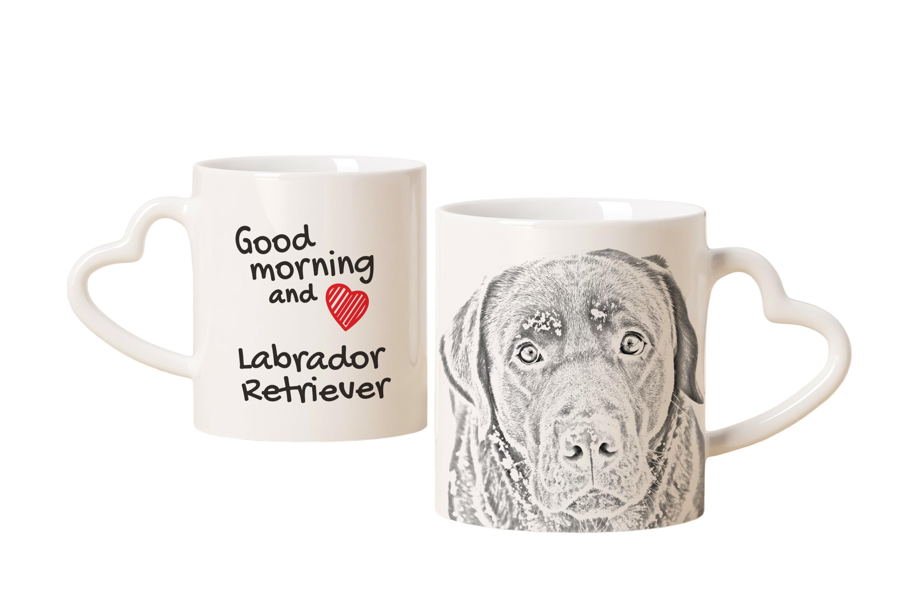 

Labrador Retriever - cup with a dog, adorable cup with a heart-shaped handle, universal gift from the Art-Dog brand білий