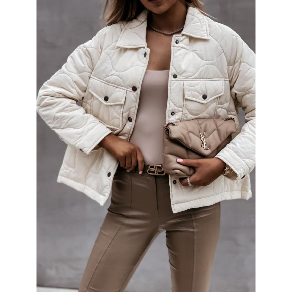 2025 Winter New Women's Cotton Padded Coat Long Sleeve Button Decorated Outerwear