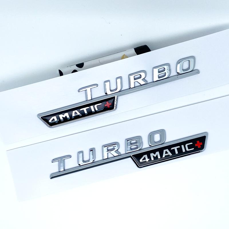 Letter Emblem for Mercedes Benz V12BITURBO V8 BITURBO 4MATIC+ TURBO 4MATIC Car Styling Fender Logo Sticker Chrome glossy black