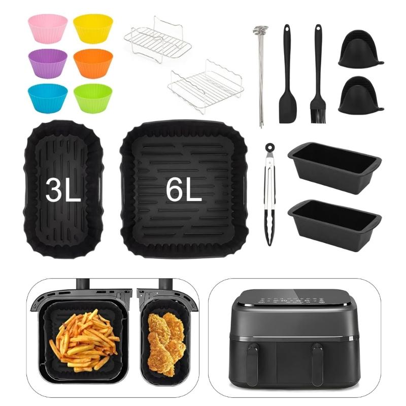 Heat Resistant Baking Racks for Double Basket Air Fryers Dehydrator Racks and Silicone Molds Airfryers Accessories