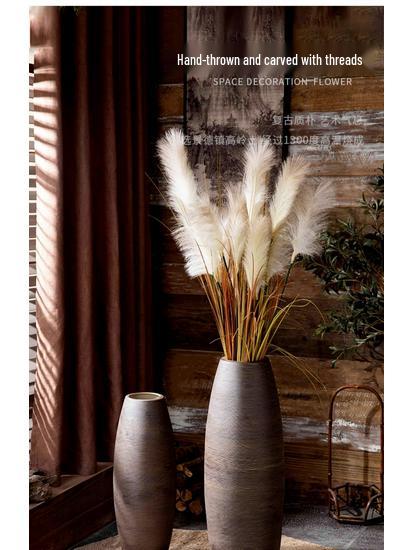 Wabi-Sabi Stil Große Bodenstehende Keramikvase für Trockenblumen - Perfekt für Hotel-, Hof- oder Homestay-Dekor