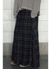 Viaplan Korean Autumn/Winter Elegant Retro Plaid Wool A-line Skirt