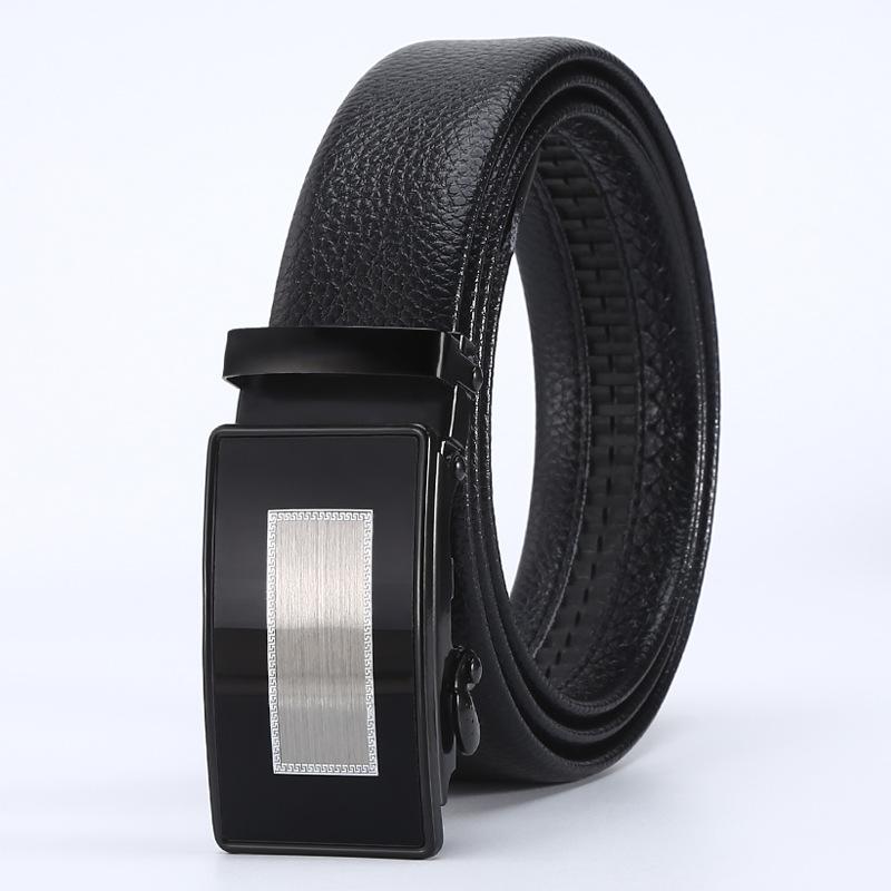 Belt Men'S Business Automatic Buckle Belt Scratch Resistant Lychee Pattern Belt Body Stall