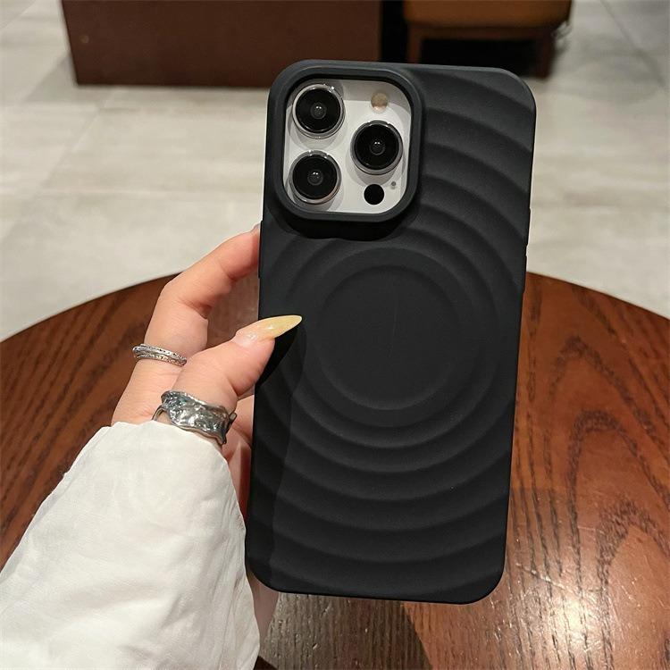 Solid Color Corrugated Shell for Apple 16 Sun Phone Case Magnetic High-end Feel for IPhone15promax Protective Case