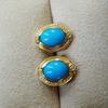 Neue in retro elegante oval blau ohrringe stud Erweiterte stil intarsien mit diamanten und türkis ohrringe für frauen bankett schmuck