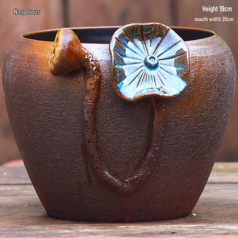 Vintage Ceramic Fish Tank Water Feature with Filtration & Oxygenation for Courtyard Landscaping and Hotel Décor