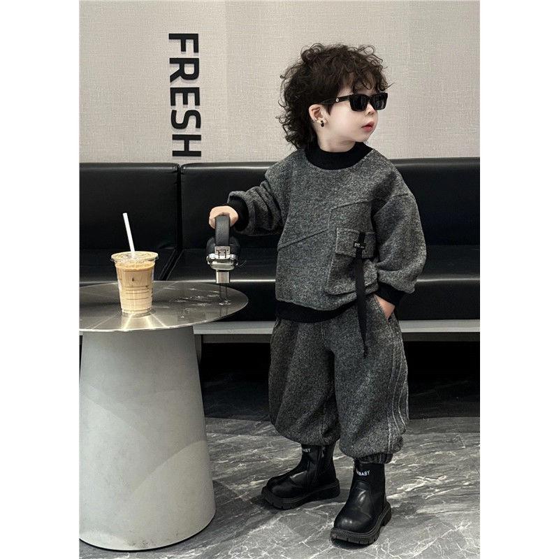 

Комплект толстовки и джоггеров из крутого флиса для мальчиков на весну и осень 2025 110 (For height ~105cm)