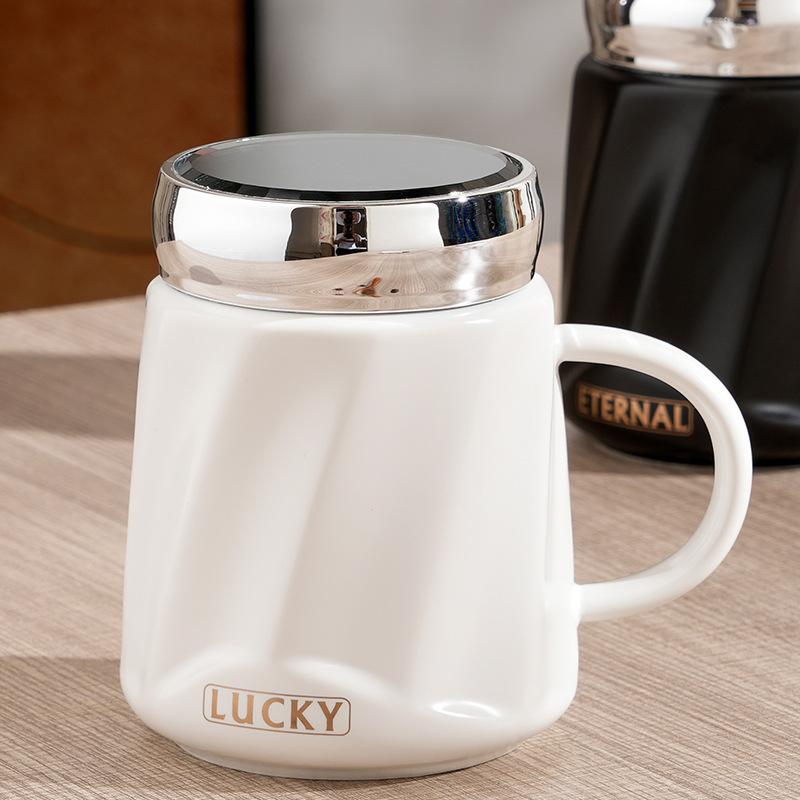 Opening Small Gift with Lid Mirror Cup Couple Office Mug Ins Fengshui Cup Souvenir Business Cup