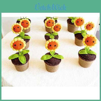 Knitted Sunflower Pot Plant Creative Décor For Your Home