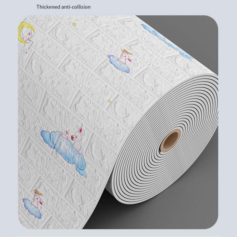 3D Self Adhesive Cartoon Foam Wall Panels Wallpaper for Kids Room Soft DIY Brick Wall Sticker Waterproof & Moisture Proof Home Decor