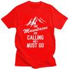The Mountains Are Calling T Shirts Men Pure Cotton Tees Fathers Day Gift Camping Adventure Tshirt ShortSleeve Tshirt Clothing
