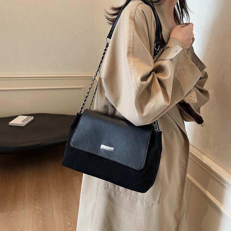 Casual Soft Surface Large Capacity Bag Women 2025 New Popular All-Match Chain Messenger Bag Vintage Nubuck Leather Shoulder Bag