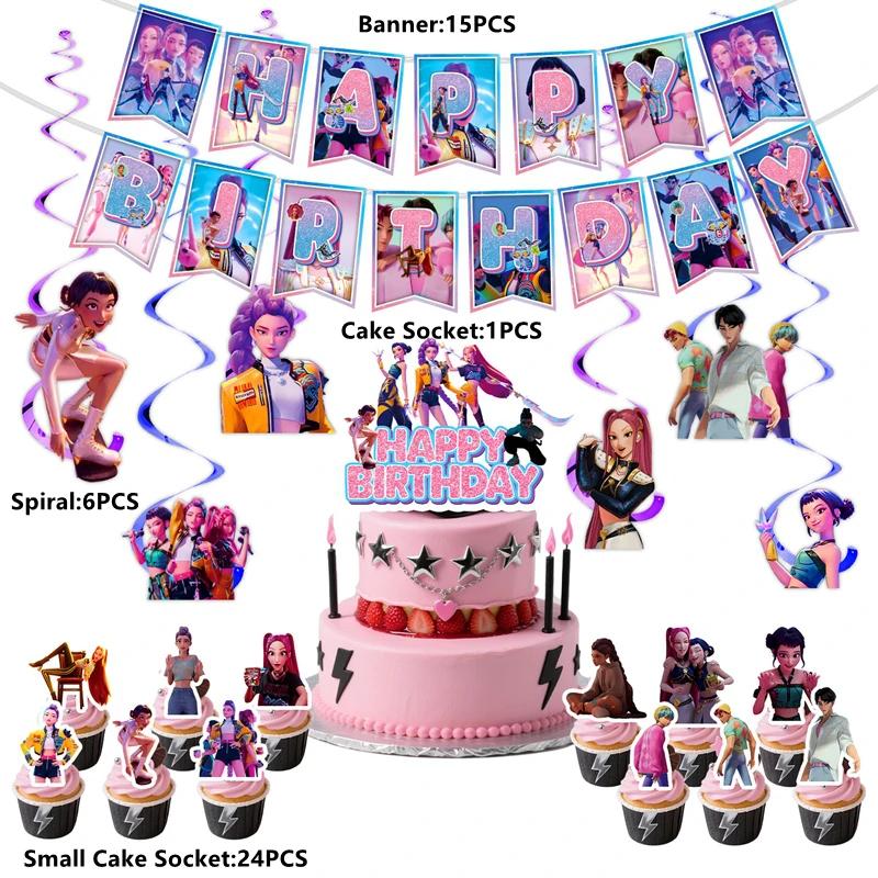 קישוט עוגה צייד שדים Kpop קישוט עוגה קישוט קאפקייק יום הולדת קישוטים לילדות ילדים קישוטים למסיבה קישוטים למסיבת בייבי שאוור
