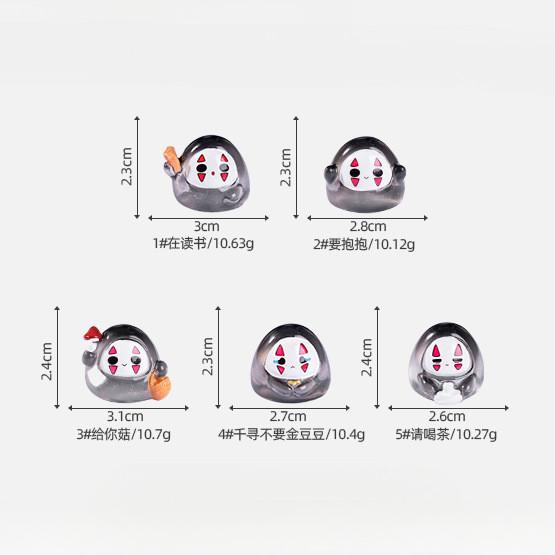 

5 шт./набор Мультяшные фигурки Миниатюры Полимерные украшения Декор для сказочного сада Моховой террариум Микроландшафт 2.4x2.6cm чёрный