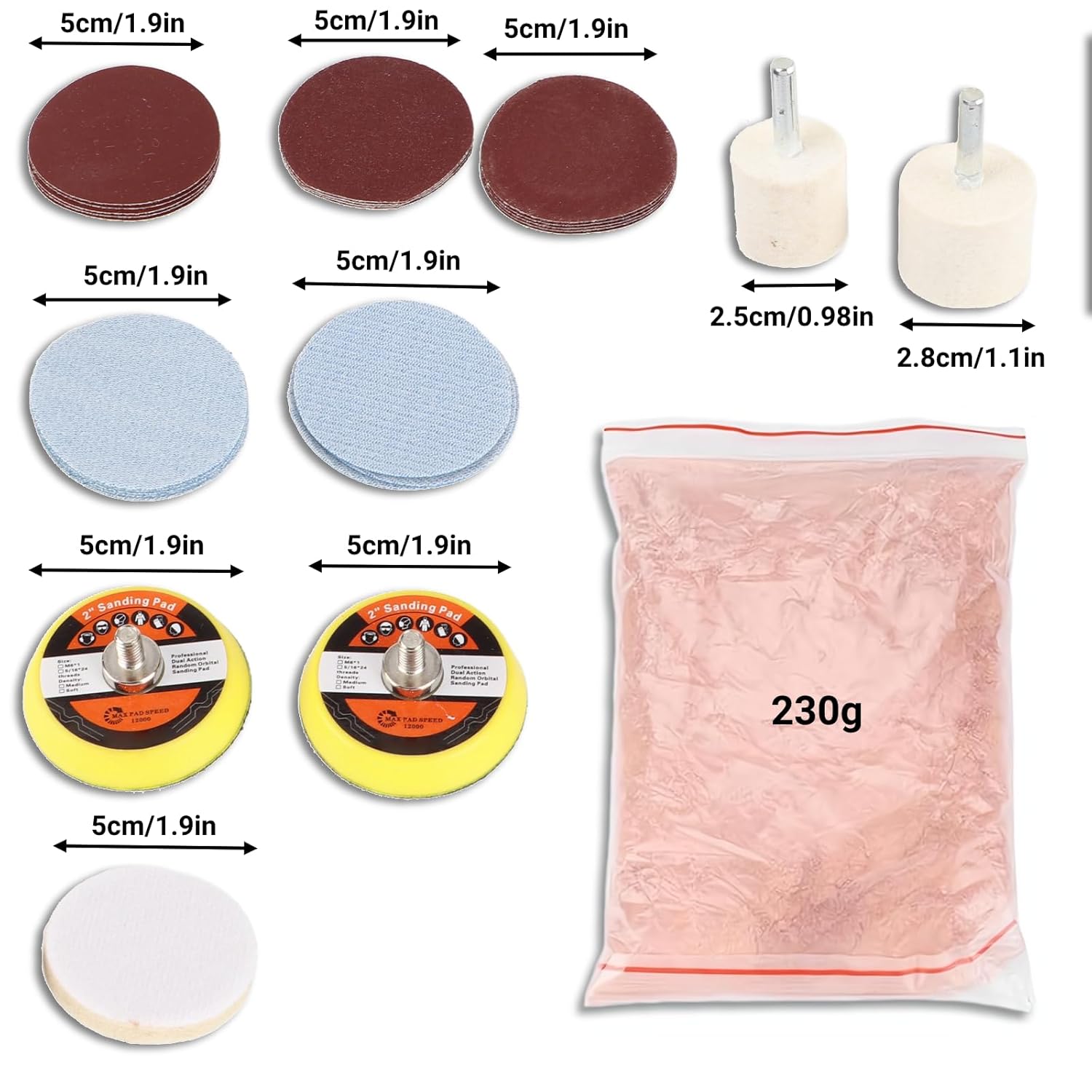 

Windshield Scratch Remover Set Glass Polishing Kit Abrasive Discs Polish Pads for Any Windscreen Rear or Side Windows