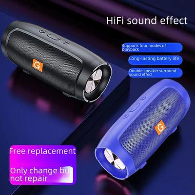 Portable Bluetooth Speaker with Atmosphere Light, Mini Outdoor Wireless Subwoofer for Home, Desktop, Small Steel Cannon Speaker.