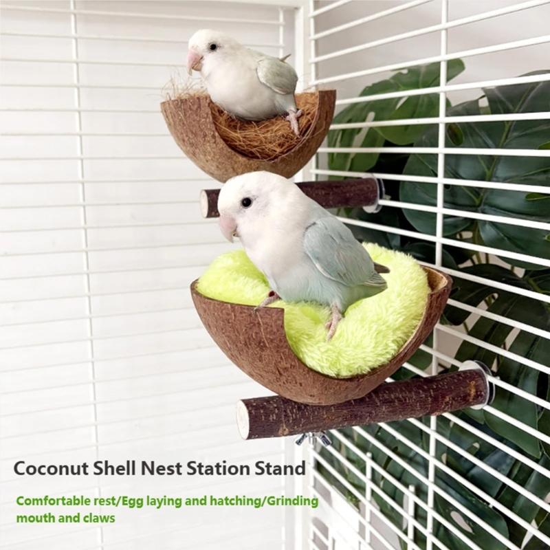 Kokosnussschalen Vogelnesthütten Kleintierhaus Haustierkäfig Lebensräume Dekoration Atmungsaktiv Kokosnussschale Vogelkäfigzubehör