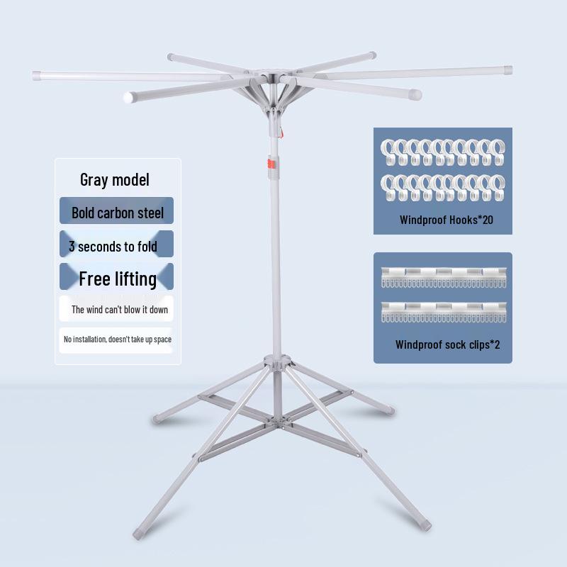 Foldable Clothes Drying Rack for Indoor and Outdoor Use - Floor-Standing Balcony Solution, Easy to Install in Bedrooms and More