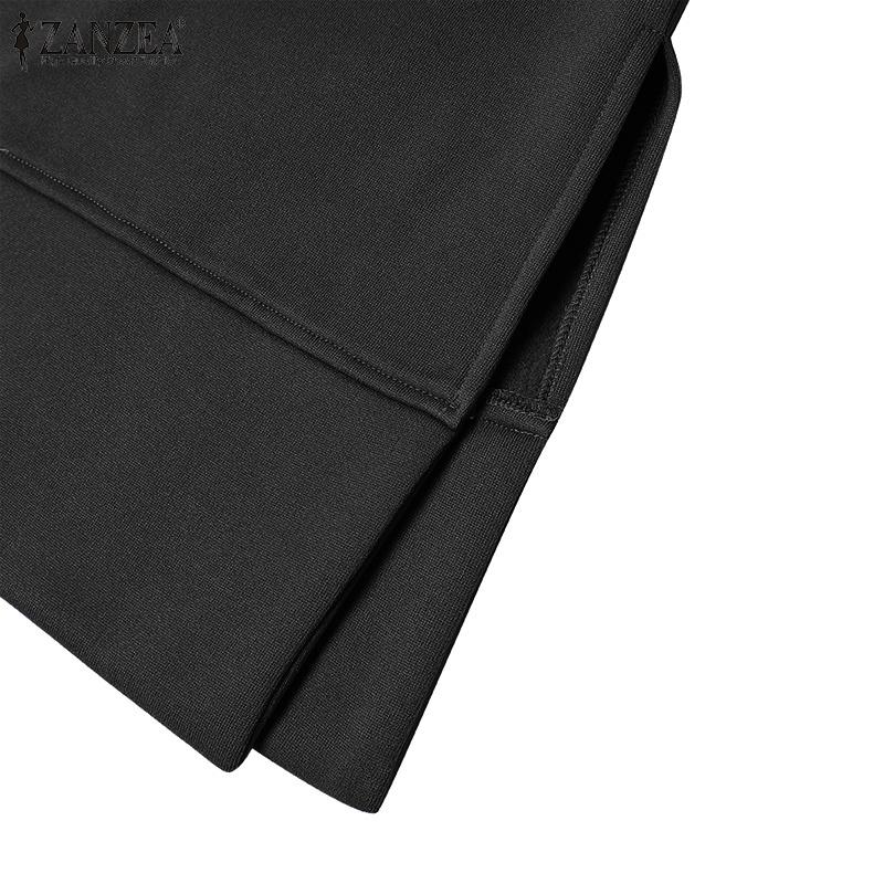 ZANZEA Damen Casual Langarm Herbst Hoodies Sweatshirt Kleid